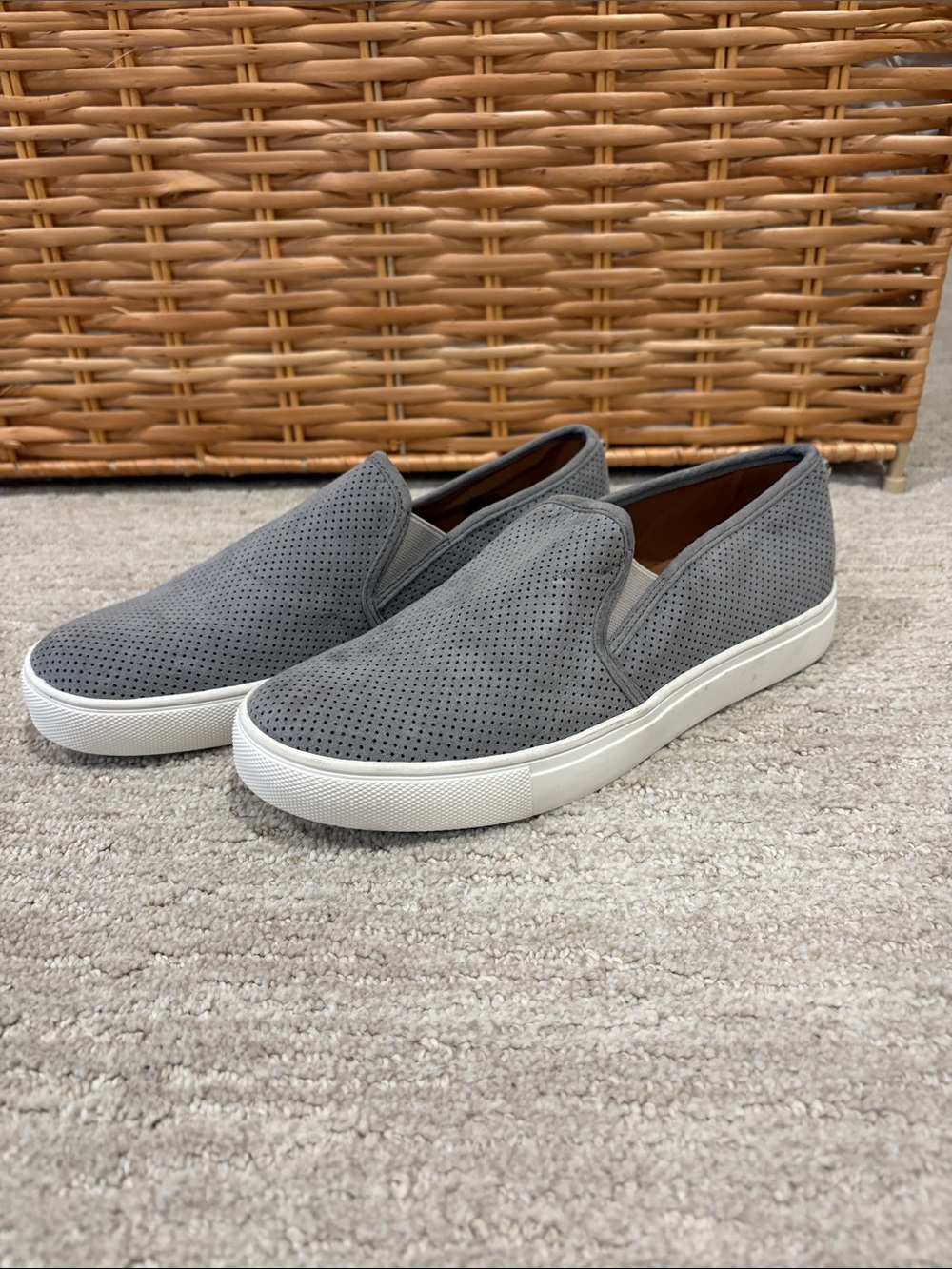 Steve Madden Grey Perforated Slip-On Sneakers